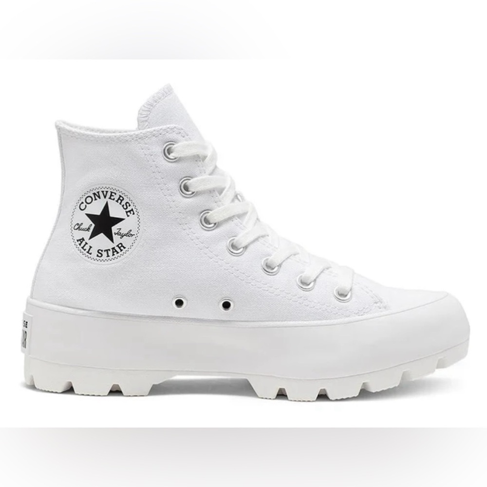 Converse Women's Chuck Taylor All Star White Leather Lugged Hi Sneaker Sz 8.5